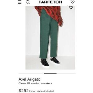 Chic Axel Arigato Clean 90‎ Sneakers Black Green Real Fur Leather Sz 7.5